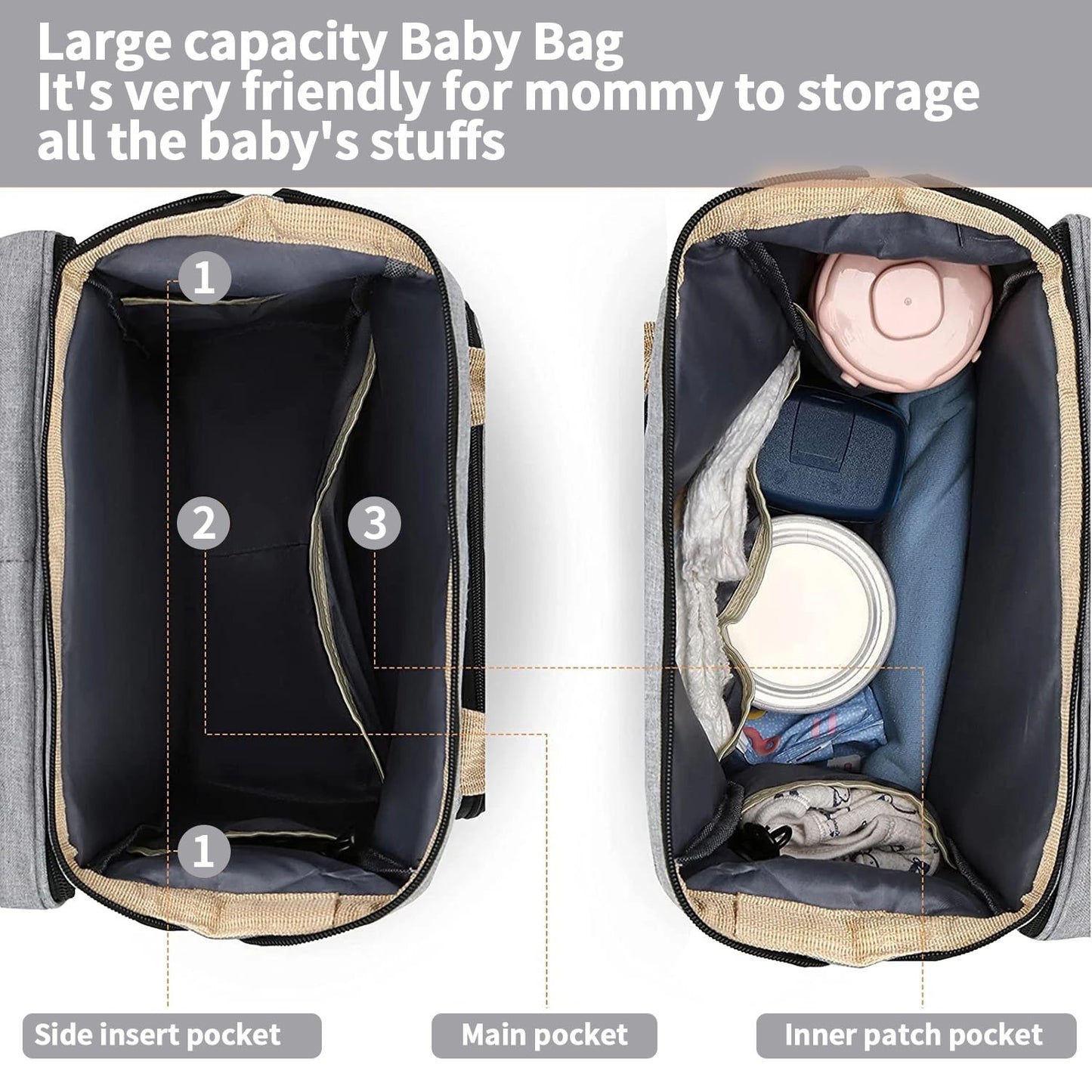 Portable Baby Bed , Changing Table and Diaper Bag.