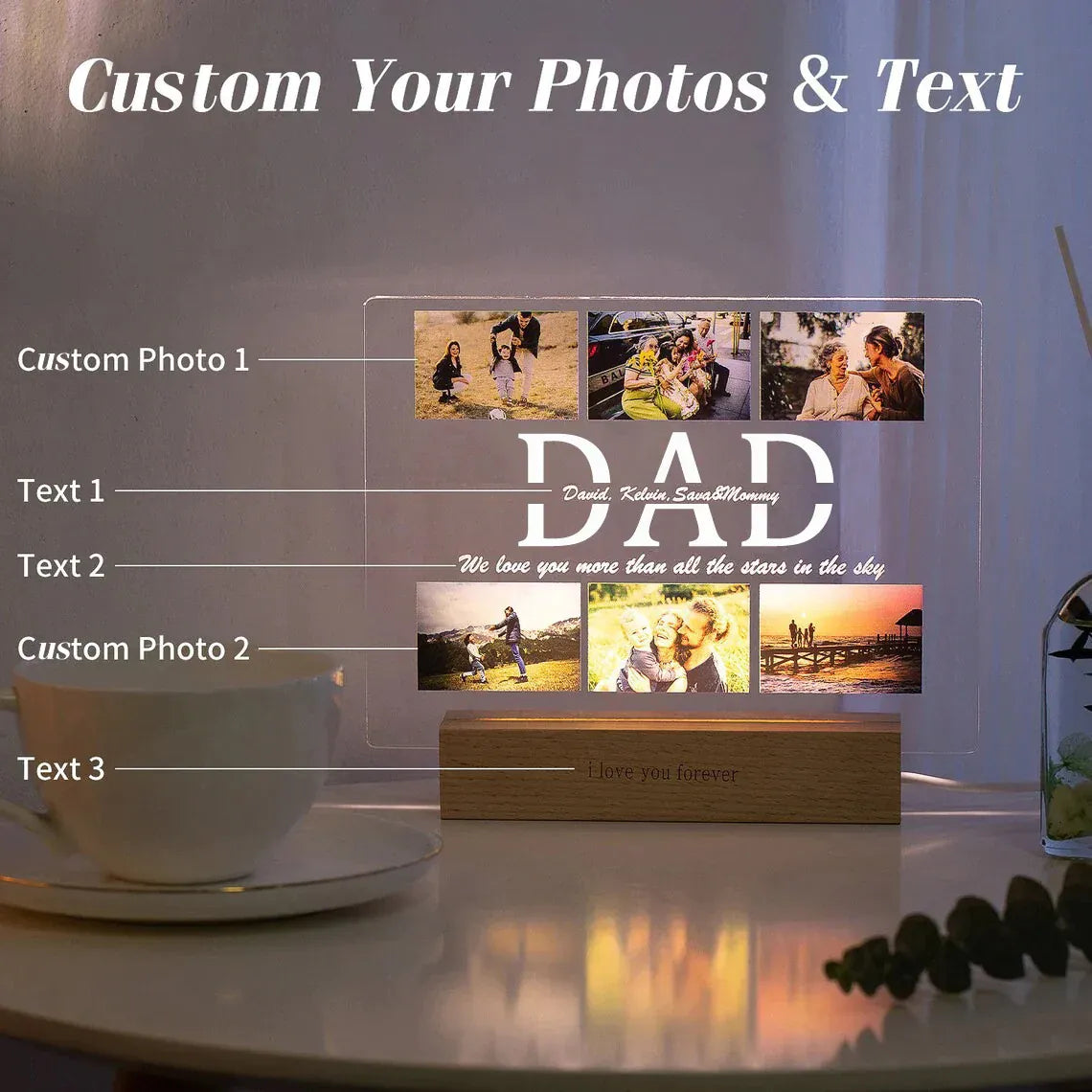 Family Glow: Custom LED Portrait Lamp