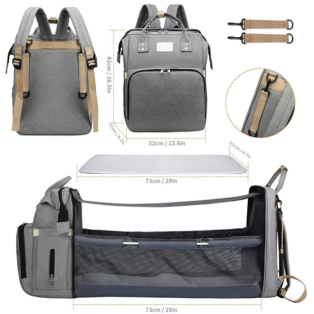 Diaper Backpack with Portable Baby Bed & Changing Station