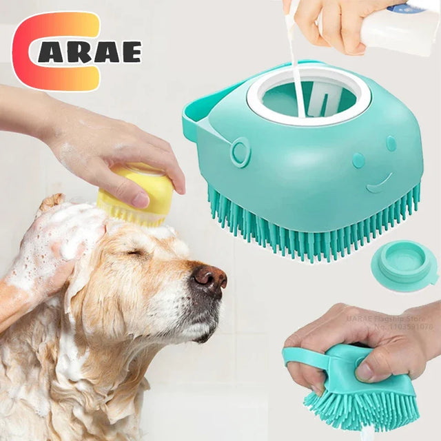 Silicone Pet Bath Brush with Shampoo Dispenser