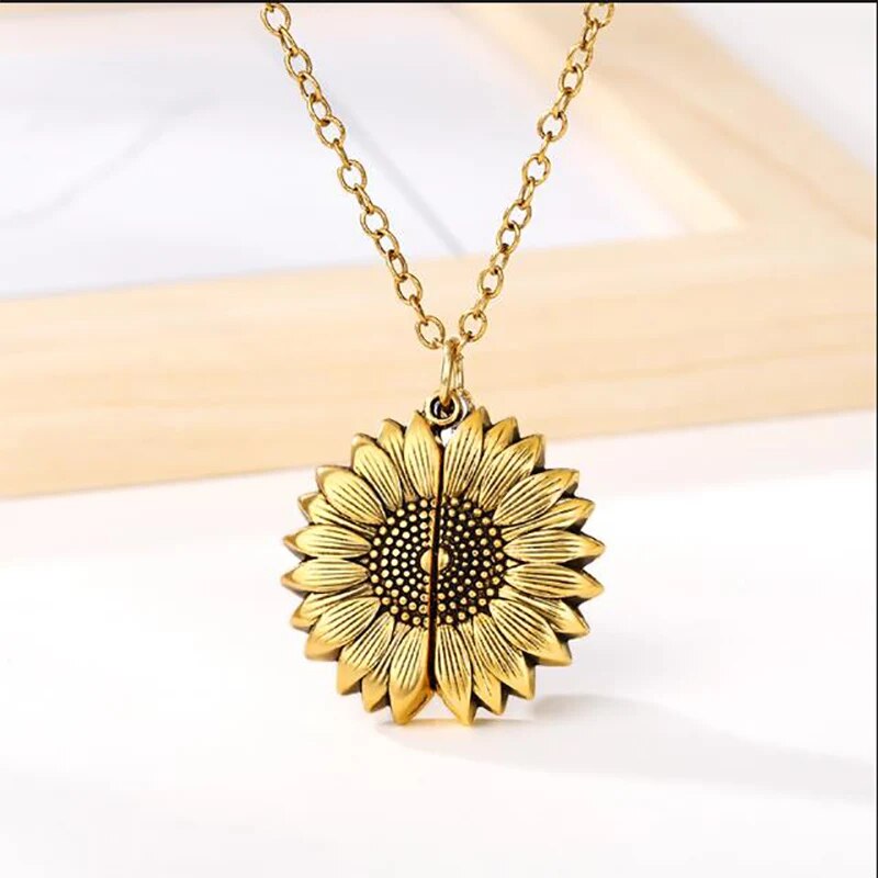 You Are My Sunshine Sunflower Necklace